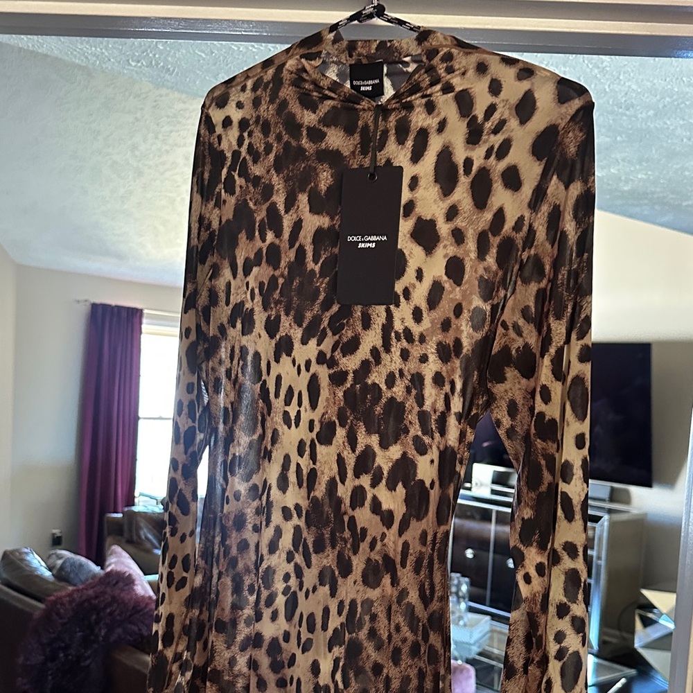 Dolce & Gabbana Animal Print Long Sleeve Dress
